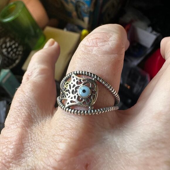 925 Sterling Silver Hamsa Ring - Picture 4 of 7